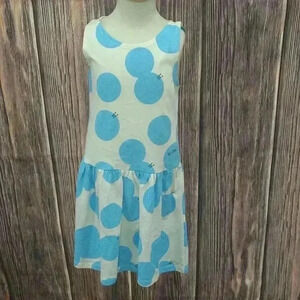 White and Blue Polka Dots Dress